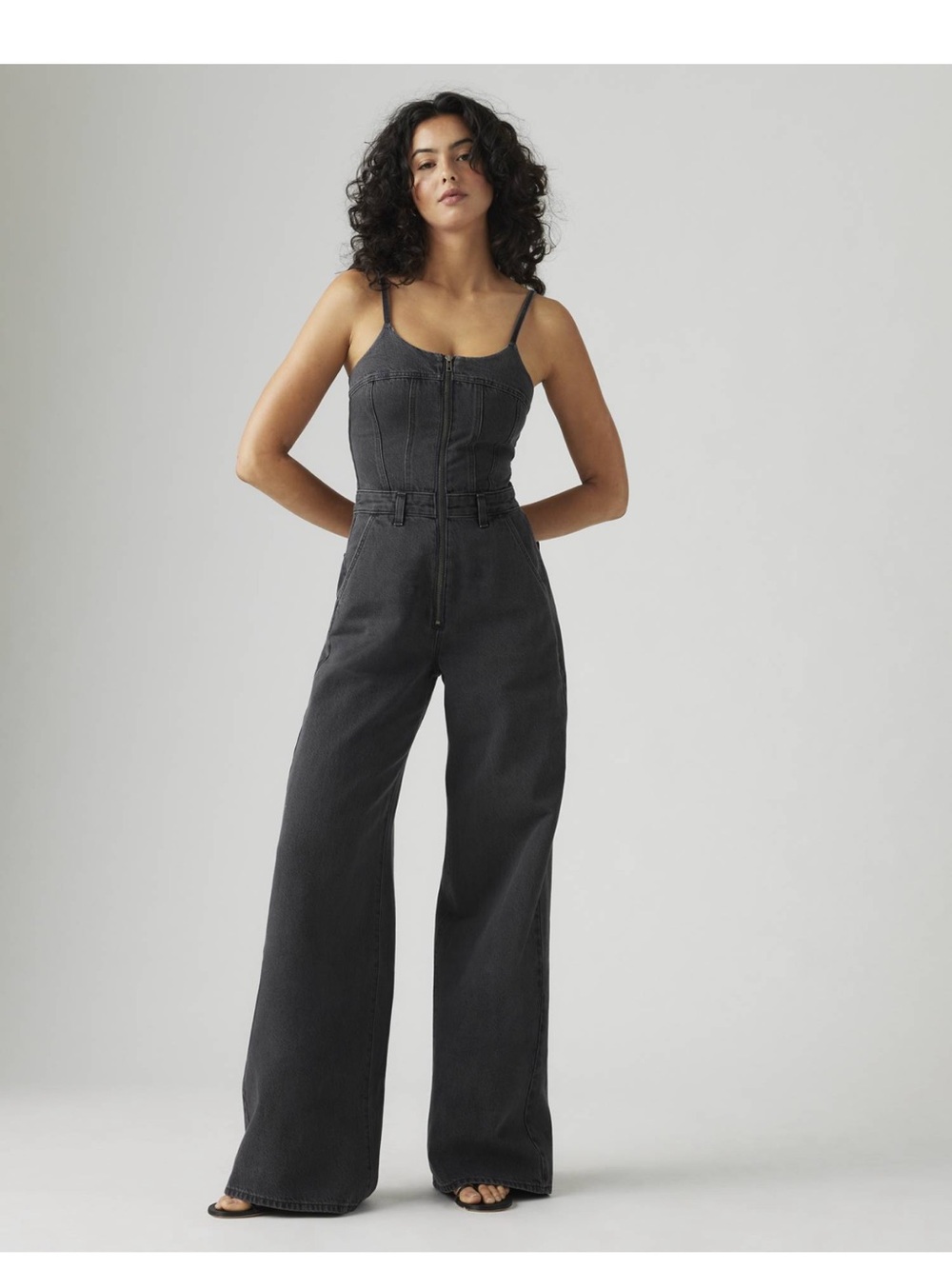 Levi's Black Wide-Leg Denim Bustier Jumpsuit